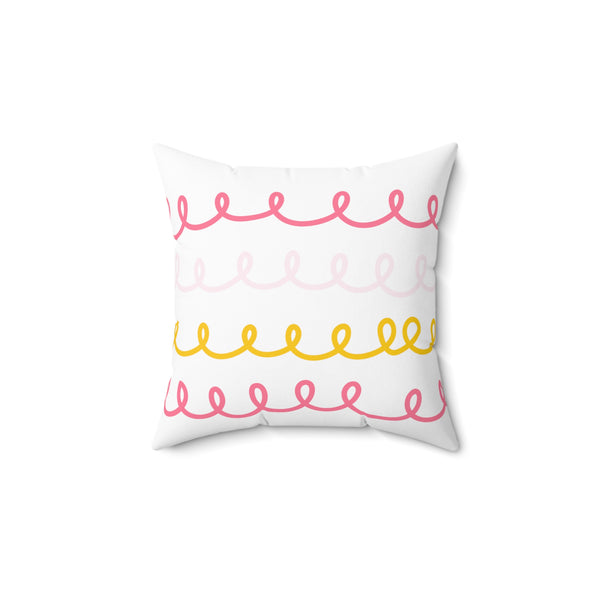 Squiggly Lines Faux Suede Square Pillow