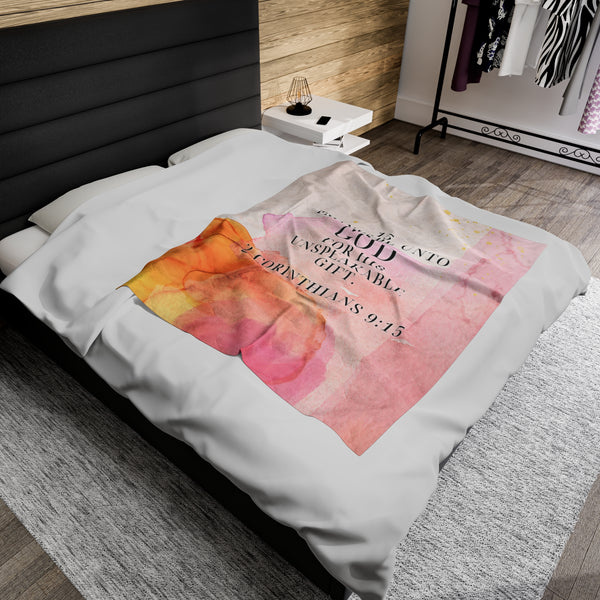 Blanket Scripture Collection 2024- Velveteen Plush 2 Corinthians 9:15