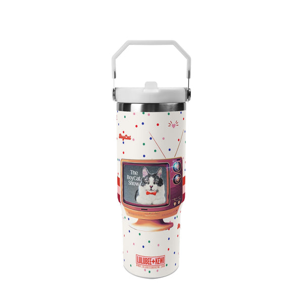 Stainless 30oz Tumblers The BoyCat Show with Polka dots– 30oz Stainless Steel Travel Cup