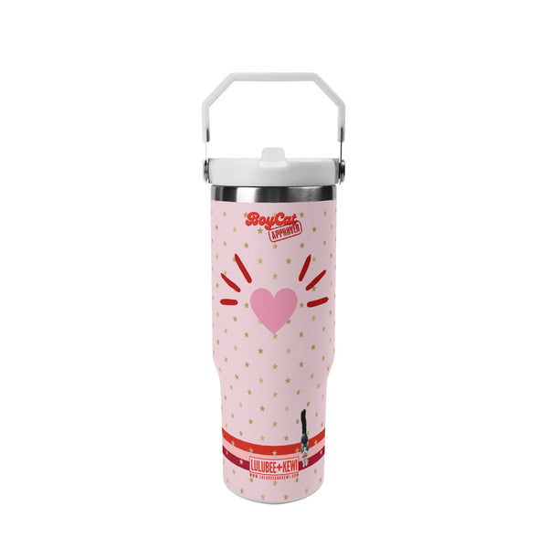 A 30oz Stainless Tumbler,BoyCat Heart Nose + Stars Tumbler – 30oz Stainless Steel Mug with Handle & Lid With Matching Bag– 30oz Stainless Steel Travel Cup