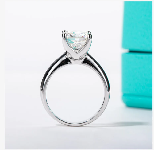Moissanite Diamond Ring, Solitaire, Cushion Cut, 3.5ct D Color Moissanite Engagement Wedding Ring 925 Sterling Silver Rings For Women Jewelry