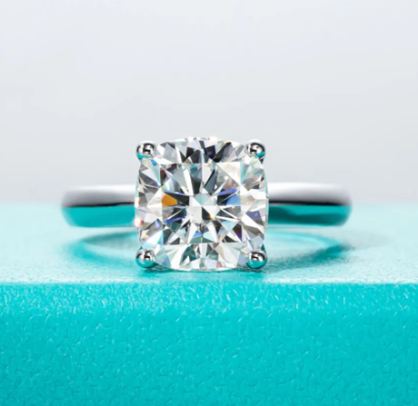 Moissanite Diamond Ring, Solitaire, Cushion Cut, 3.5ct D Color Moissanite Engagement Wedding Ring 925 Sterling Silver Rings For Women Jewelry