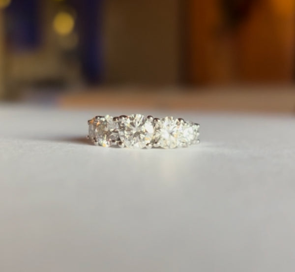 Moissanite Diamond Ring, 5 Stone, 3.6CTTW Wedding Ring Engagement Band 925 Sterling Silver