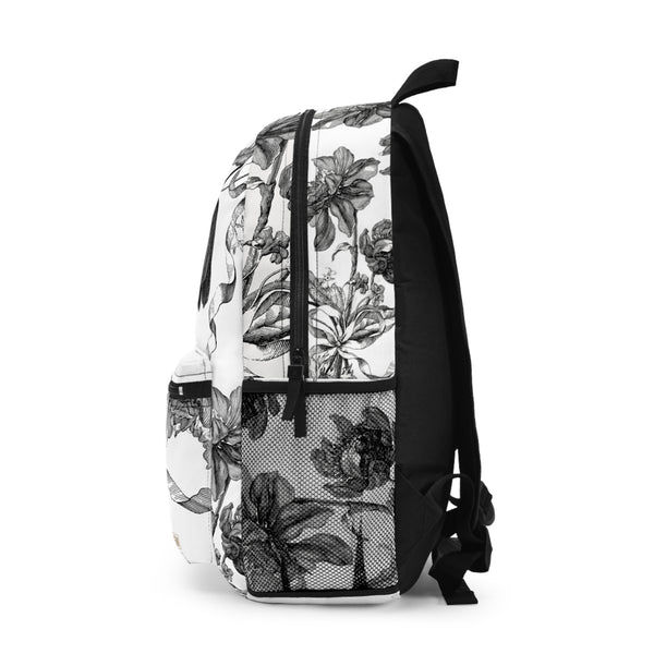 Backpack- Black and White Vintage Floral Boquet