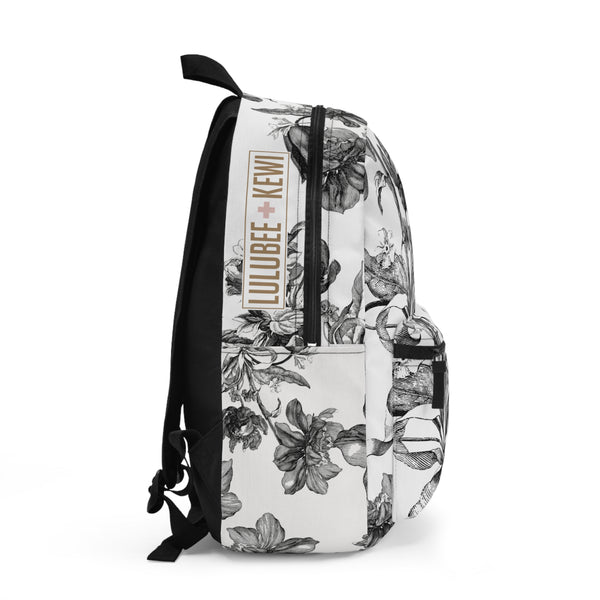 Backpack- Black and White Vintage Floral Boquet