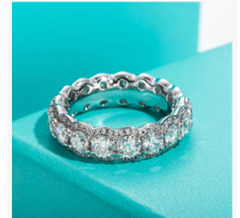 Moissanite Diamond Ring, Eternity Band, 17 Stones, 4mm 5.5cttw D Color Moissanite Wedding Band Ring 925 Sterling Silver Eternity Band Rings For Women