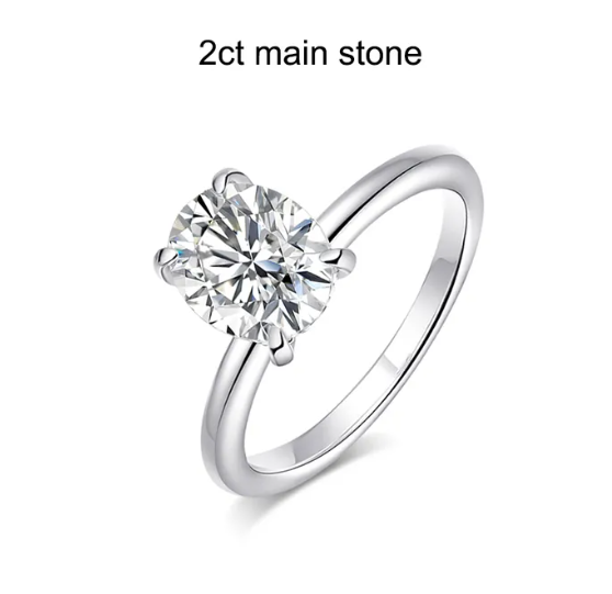 Moissanite Diamond Ring Oval Solitaire Ring 925 Sterling Silver 1ct, 1.5ct, 2ct, 3ct Oval Cut D Color VVSI Lab Diamond
