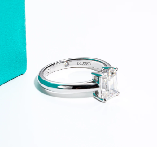 Moissanite Diamond Ring Solitaire Emerald Cut 6x8mm 2ct Emerald Cut Moissanite Engagement Wedding Ring 925 Sterling Silver Rings