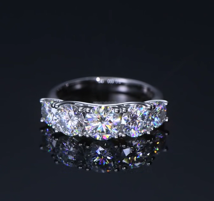 Moissanite Diamond Ring, 5 Stone, 3.6CTTW Wedding Ring Engagement Band 925 Sterling Silver