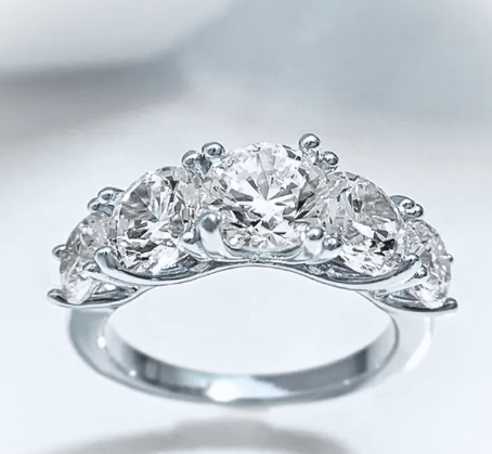 Moissanite Diamond Ring, 5 Stone, 3.6CTTW Wedding Ring Engagement Band 925 Sterling Silver