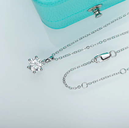 Moissanite Diamond Pendant 925 Sterling Silver Necklace 1ct D Color