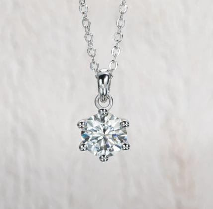 Moissanite Diamond Pendant 925 Sterling Silver Necklace 1ct D Color