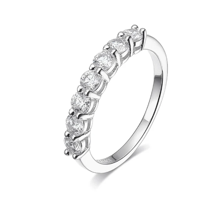 Moissanite Diamond Ring, The Stackable 7 Stone Ring 0.7CT 3mm, Seven Stones Totaling 0.7ct; each stone is 0.1ct
