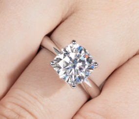 Moissanite Diamond Ring, Solitaire, Cushion Cut, 3.5ct D Color Moissanite Engagement Wedding Ring 925 Sterling Silver Rings For Women Jewelry