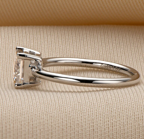 Moissanite Diamond Ring Solitaire Princess Cut 1.0ct D Color Moissanite Promise Anniversary Engagement Ring