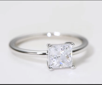 Moissanite Diamond Ring Solitaire Princess Cut 1.0ct D Color Moissanite Promise Anniversary Engagement Ring