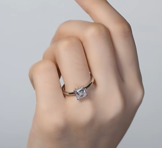 Moissanite Diamond Ring Solitaire Princess Cut 1.0ct D Color Moissanite Promise Anniversary Engagement Ring