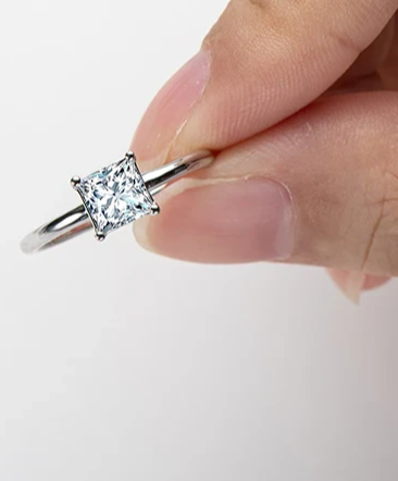 Moissanite Diamond Ring Solitaire Princess Cut 1.0ct D Color Moissanite Promise Anniversary Engagement Ring