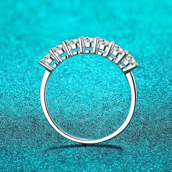 Moissanite Diamond Ring, The Stackable 7 Stone Ring 0.7CT 3mm, Seven Stones Totaling 0.7ct; each stone is 0.1ct