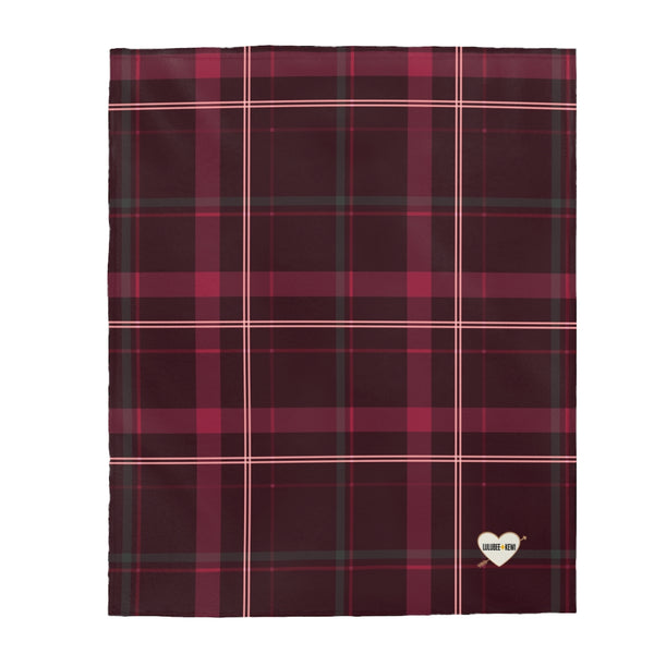 Blanket Velveteen Plush- Plaid Velveteen Burgundy + Baby Pink Velveteen Plush Blanket