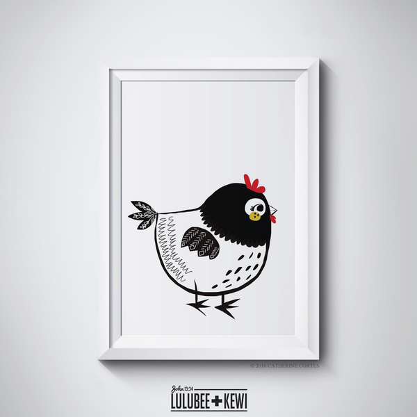 The Chicken Illustration by American Artist Catherine Cortes - LuluBee+Kewi 