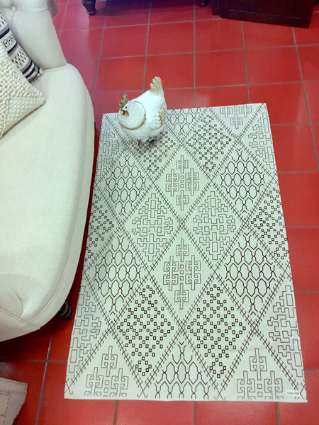 Canvas Rug, Mud Cloth Print, Hand Made Yoga Mat, Throw Rug 3x5ft Handmade Mat - LuluBee+Kewi 