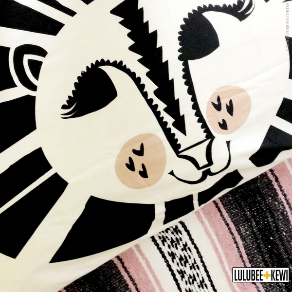 Lion Around Pillowcase, Hand Drawn Pillow Sham by American Artist Catherine Cortes - LuluBee+Kewi