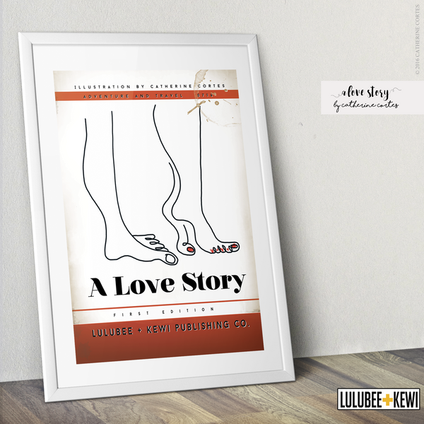 Love Story, Book Cover Line Art, Screen Print - LuluBee+Kewi