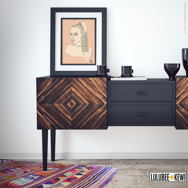 My Muse Line Art, Literary Art Prints, by Catherine Cortes - LuluBee+Kewi