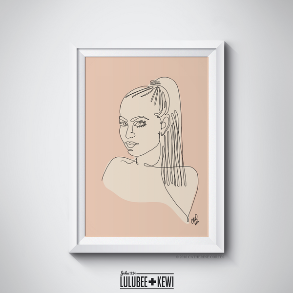 My Muse Line Art, Literary Art Prints, by Catherine Cortes - LuluBee+Kewi