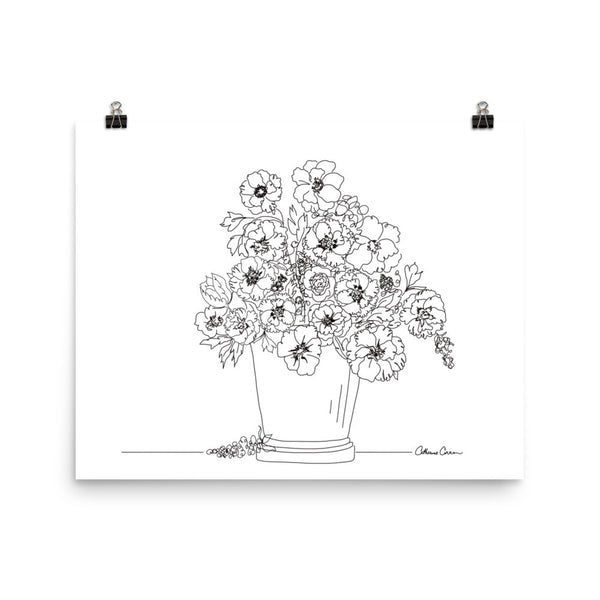 Bunch of Flowers, Illustration by Catherine Cortes, Poster Print - LuluBee+Kewi 