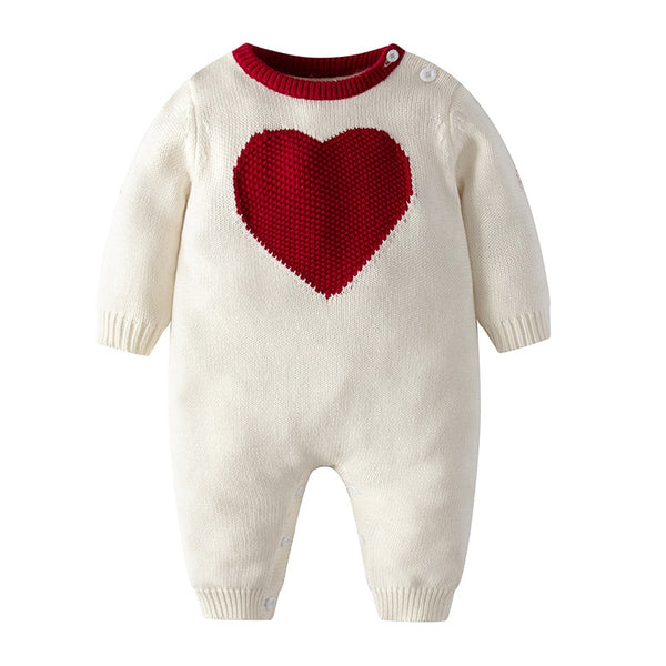 Knit Rompers, A Bundle of Love, Baby Loving Heart Knit Rompers Jumpsuits