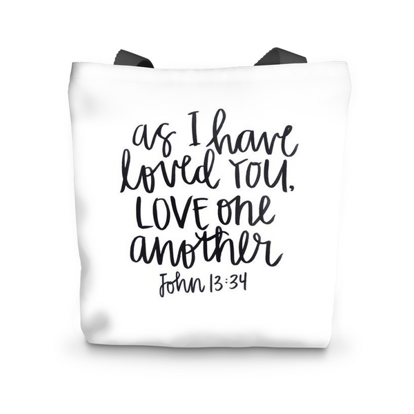 Canvas Tote, John 13:34 Canvas Tote Bag by LuluBee and Kewi Tote Bag 17"x17" - LuluBee+Kewi