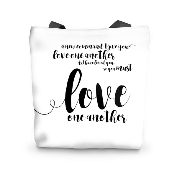 Canvas Tote, John 13:34, Canvas Tote Bag Tote Bag 17"x17" - LuluBee+Kewi