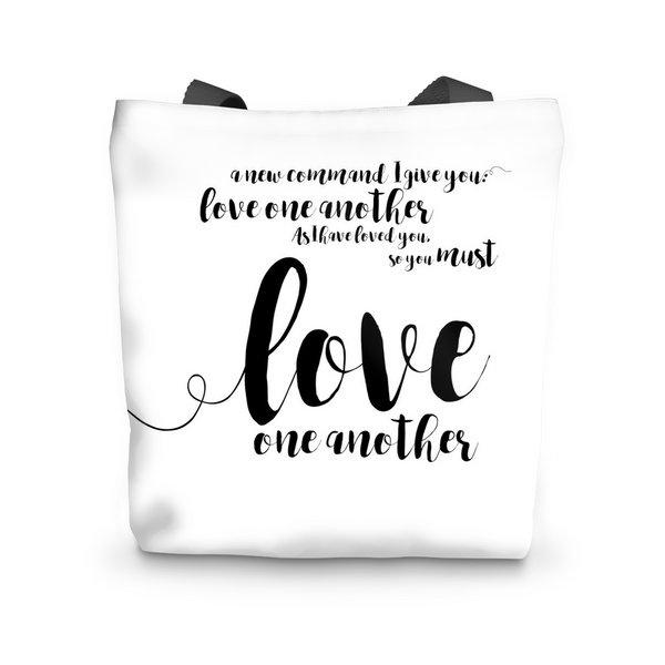 Canvas Tote, John 13:34, Canvas Tote Bag Tote Bag 17"x17" - LuluBee+Kewi 