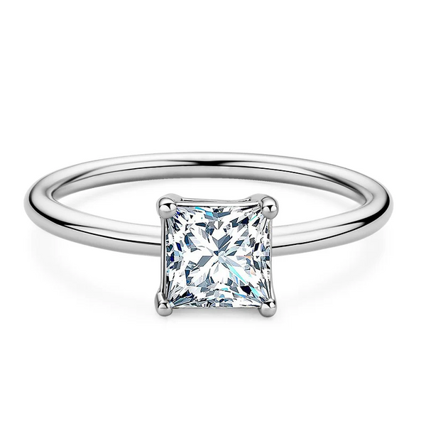 Moissanite Diamond Ring Solitaire Princess Cut 1.0ct D Color Moissanite Promise Anniversary Engagement Ring