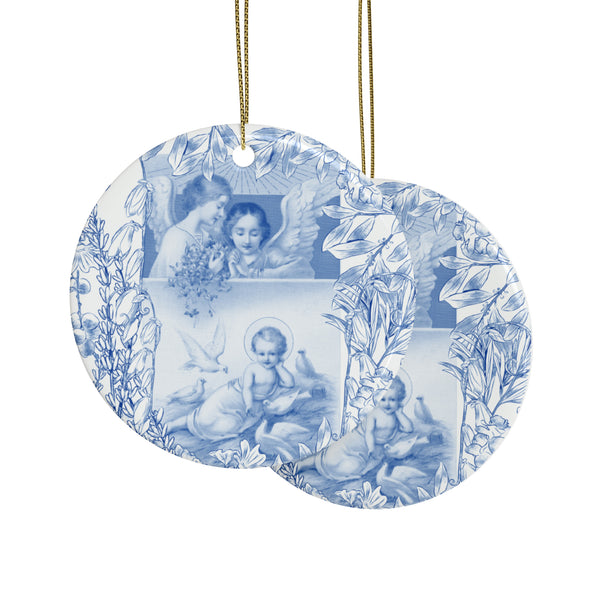 Ceramic Ornaments Watercolor blue, Angels and Jesus (1pcs, 5pcs, 10pcs, 20pcs)
