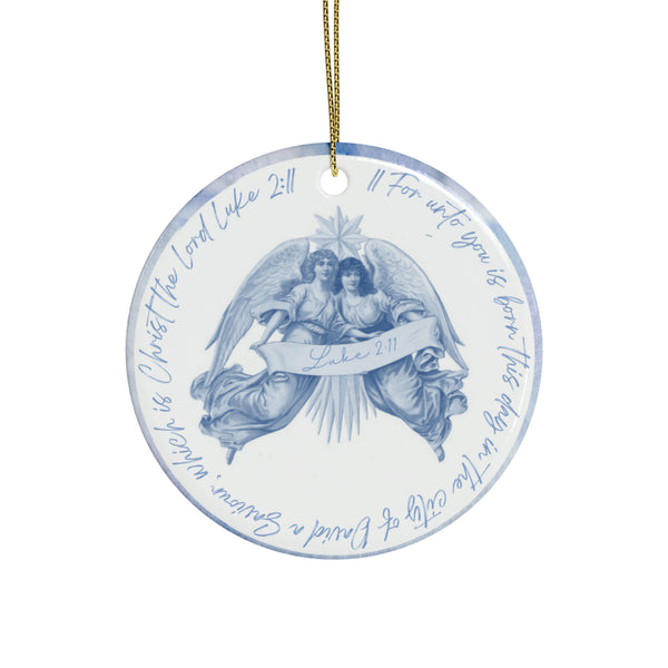 Ceramic Ornaments Watercolor blue, Luke 2:11Angels  (1pcs, 5pcs, 10pcs, 20pcs)