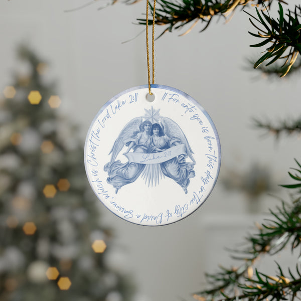 Ceramic Ornaments Watercolor blue, Luke 2:11Angels  (1pcs, 5pcs, 10pcs, 20pcs)