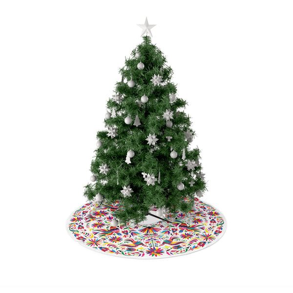 Tree Skirt Fleece 44"x44" Otomi Inspired Pattern Feliz Christmas Tree Skirt