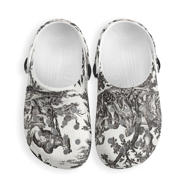 Clogs Toile Black and White Cloud Kick Clogs by LuluBee & Kewi- Kids All Over Printing Classic Foam Clogs