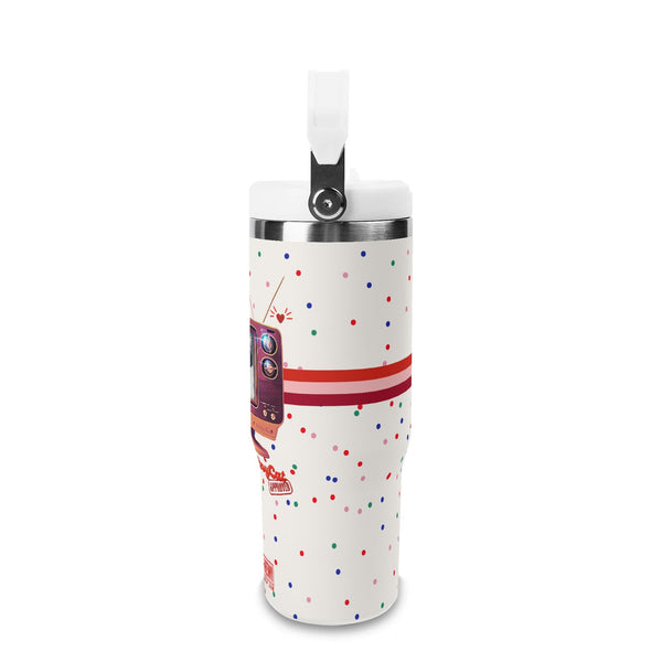 A 30oz Stainless Tumbler, BoyCat Show Retro TV Tumbler with Spots– 40oz Stainless Steel Mug with Handle & Straw + Plus Bag!