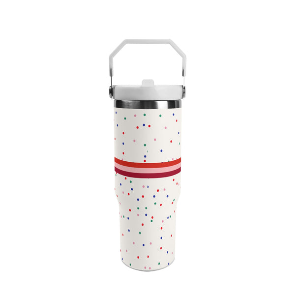 A 30oz Stainless Tumbler, BoyCat Show Retro TV Tumbler with Spots– 40oz Stainless Steel Mug with Handle & Straw + Plus Bag!