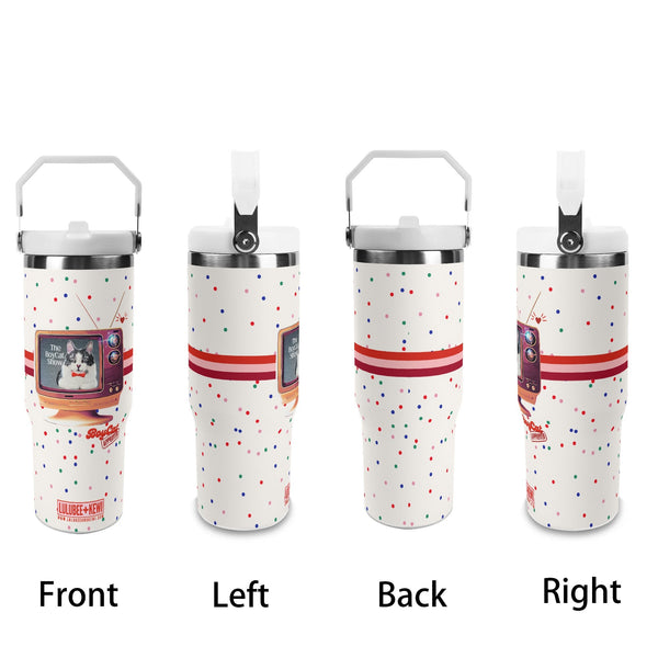 A 30oz Stainless Tumbler, BoyCat Show Retro TV Tumbler with Spots– 40oz Stainless Steel Mug with Handle & Straw + Plus Bag!