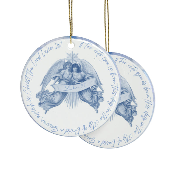Ceramic Ornaments Watercolor blue, Luke 2:11Angels  (1pcs, 5pcs, 10pcs, 20pcs)