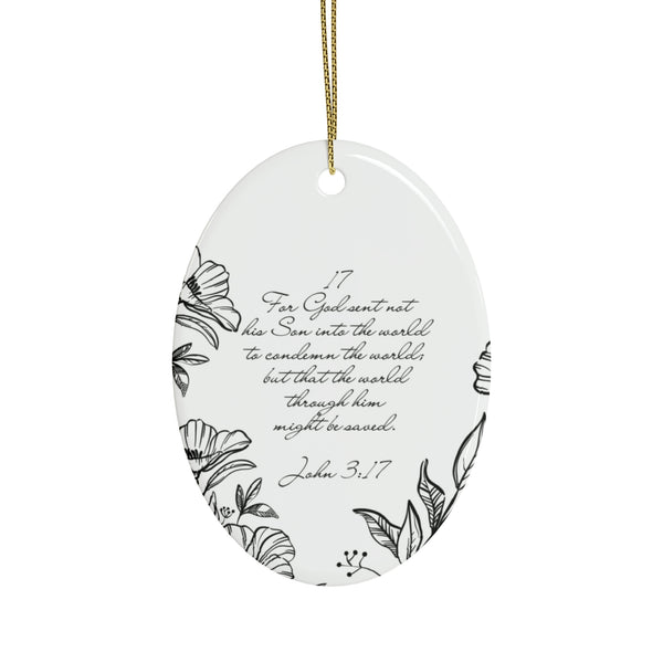 Ceramic Ornaments Line art, John 3:17 (1pcs, 5pcs, 10pcs, 20pcs)