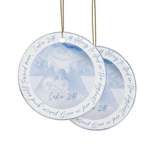 Ceramic Ornaments Watercolor blue, Angels Luke 2:14 (1pcs, 5pcs, 10pcs, 20pcs)