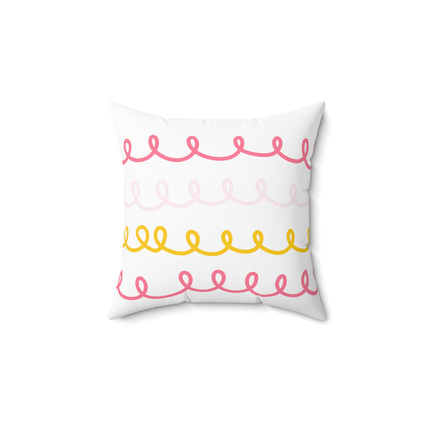 Squiggly Lines Faux Suede Square Pillow