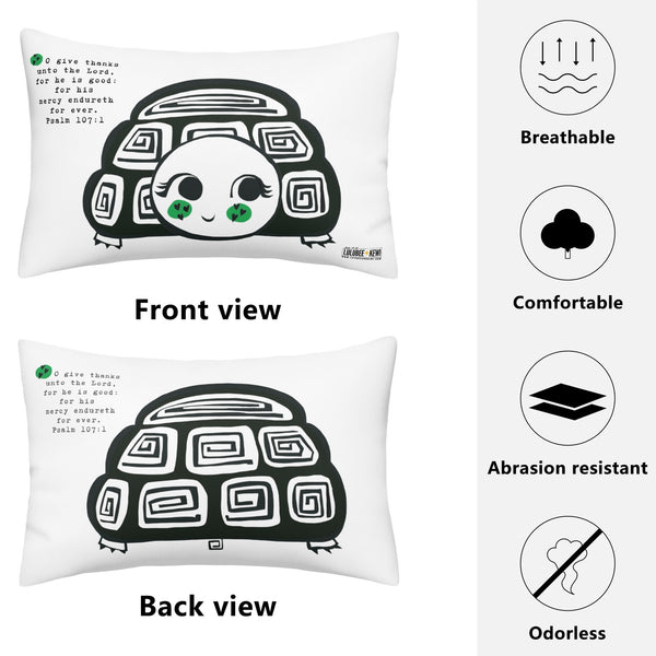 Cover A lil Desert Turtle Pillowcase with Scripture Psalm 107:1 by LuluBeeandKewi.com Blessing Blanket
