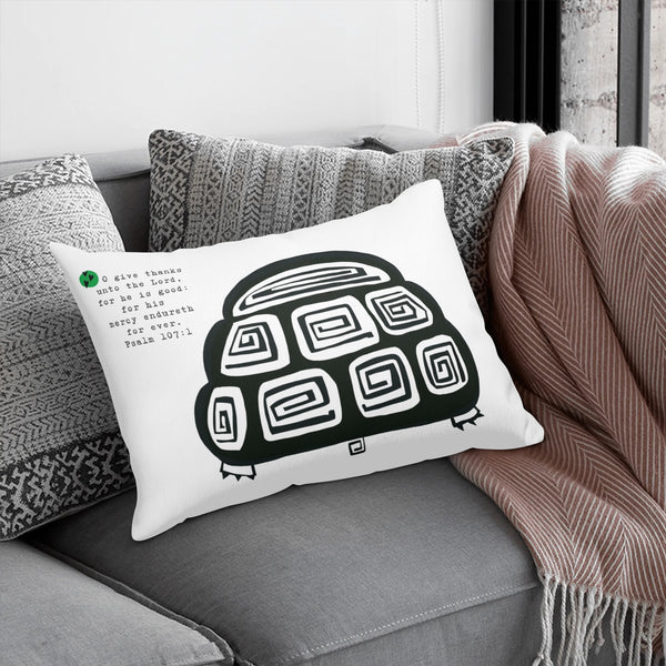 A lil Desert Turtle Pillowcase with Scripture Psalm 107:1 by LuluBeeandKewi.com